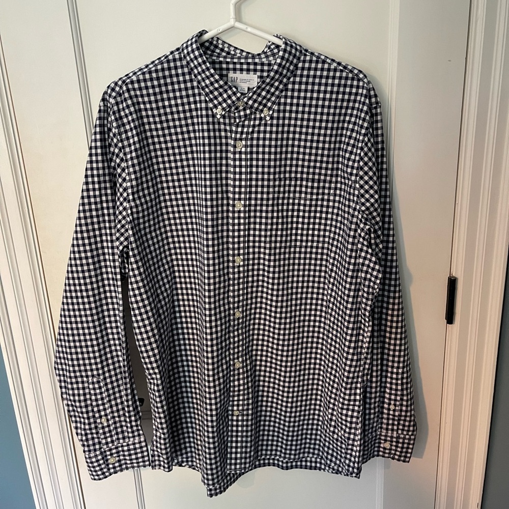 Gap Blue Checkered Button Down - Size XL